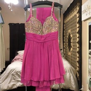 COLORS Pink Bedazzled Homecoming Dress